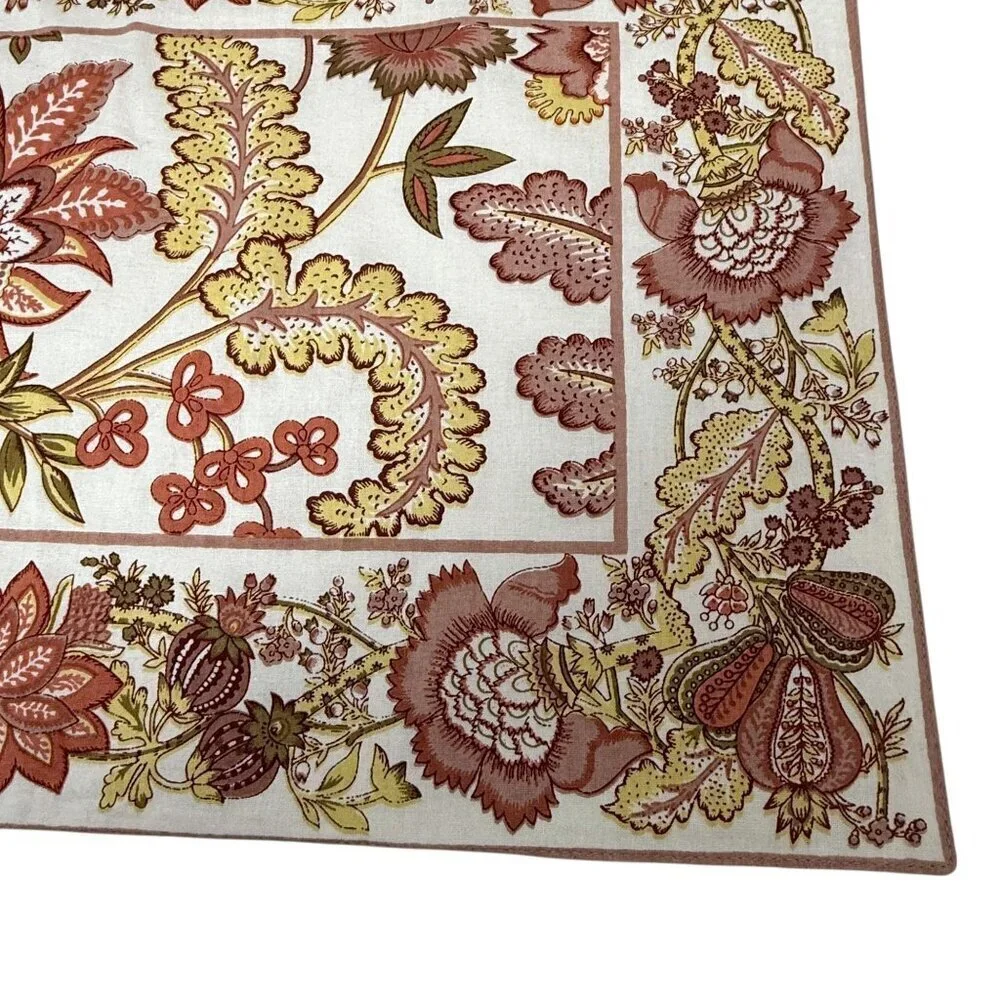 Autumn Floral Placemats Set of 3 Cloth Fabric Rust Cream